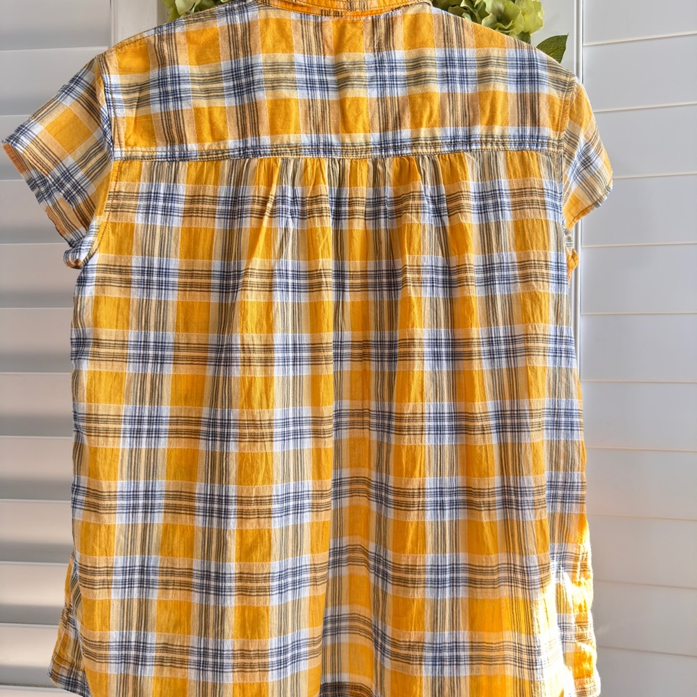 Anthropologie Yellow and Blue Plaid Top - Picture 3 of 6